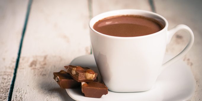 Cup,Of,Hot,Chocolate,On,Wooden,Background